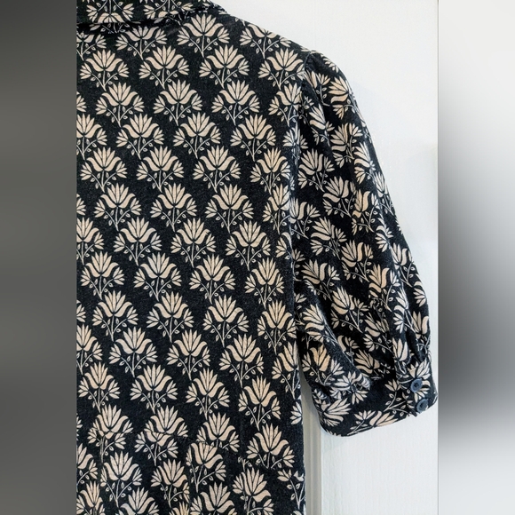 Boden Button Jersey Mini Tea Dress Beige/ Black Pockets Size 8R - Picture 9 of 13